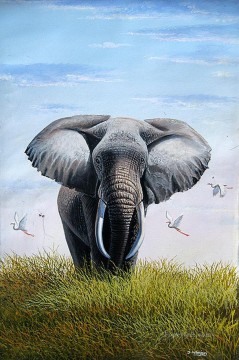 アフリカ人 Painting - アフリカの雄牛ゾウ